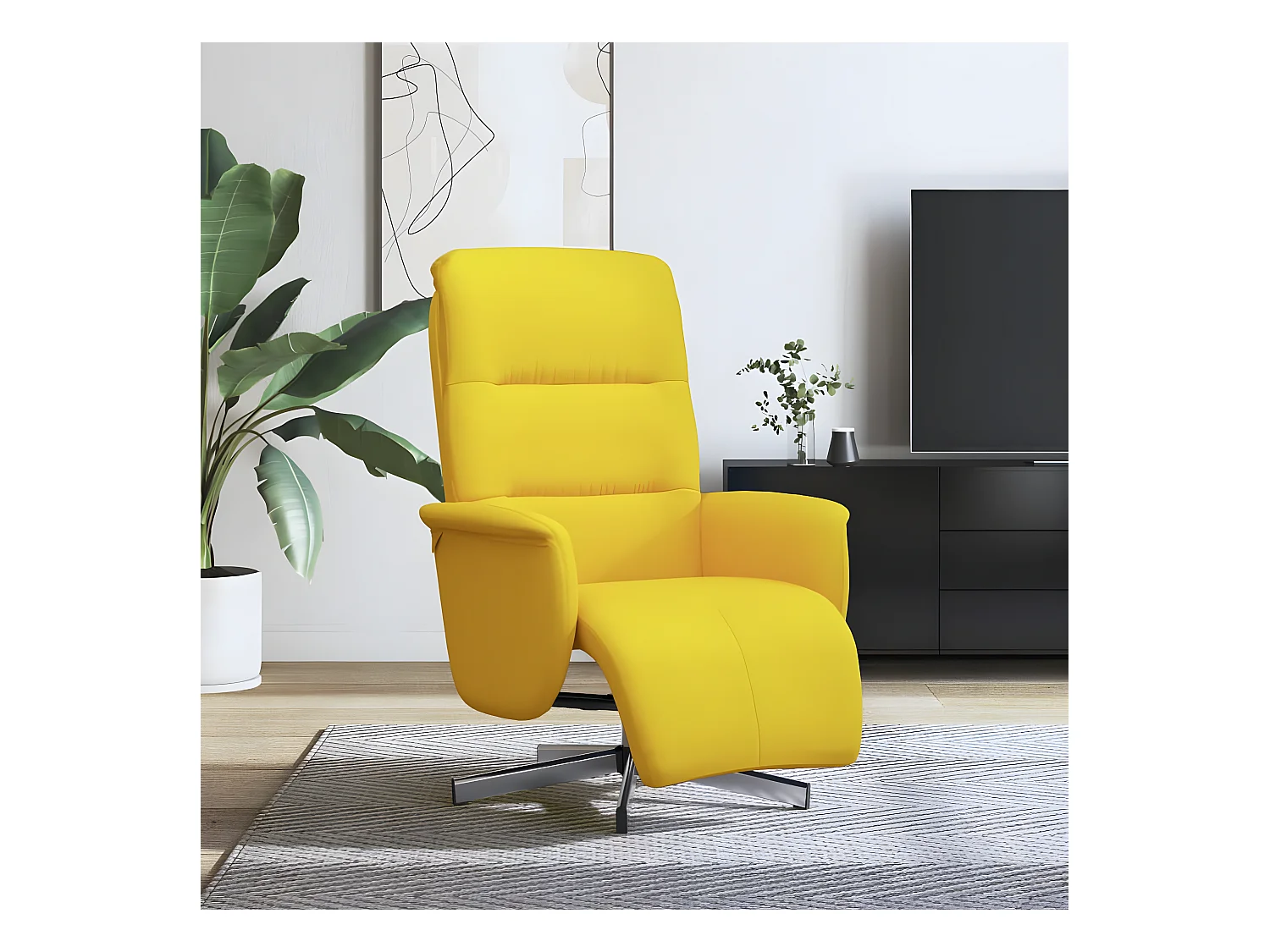 Fauteuil inclinable avec repose-pieds jaune clair tissu