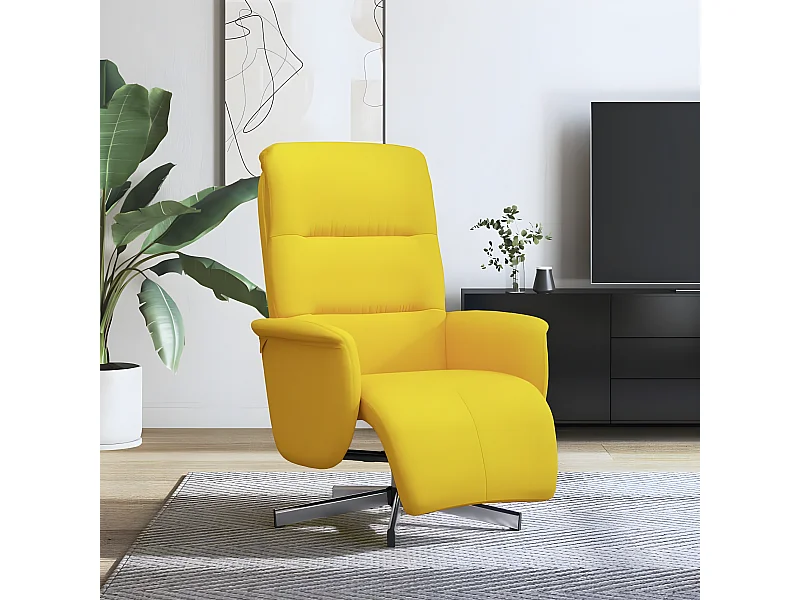 Fauteuil inclinable avec repose-pieds jaune clair tissu