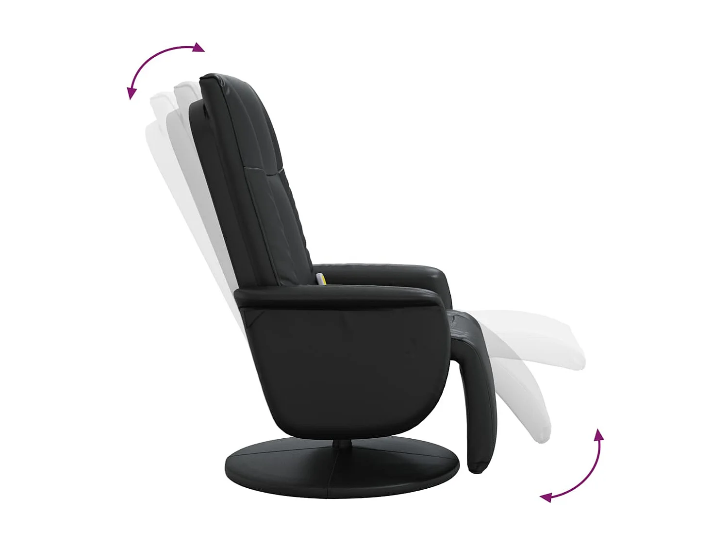 Poltrona de massagem reclinável com apoio para os pés em couro sintético preto