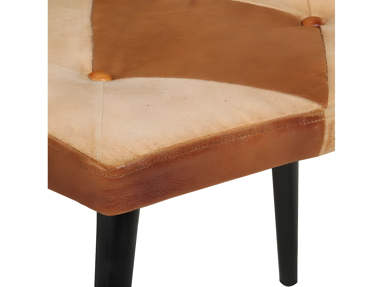 Fauteuil avec repose-pieds Marron Cuir véritable et toile