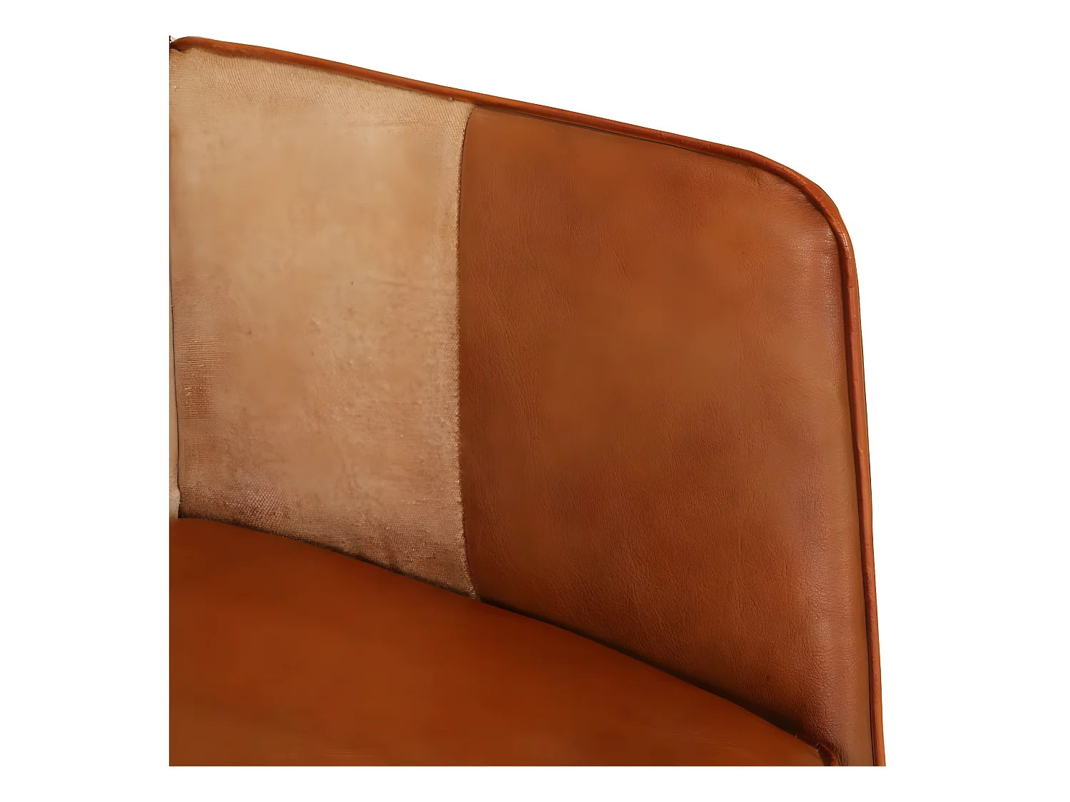 Fauteuil met voetsteun Bruin Echt leer en canvas