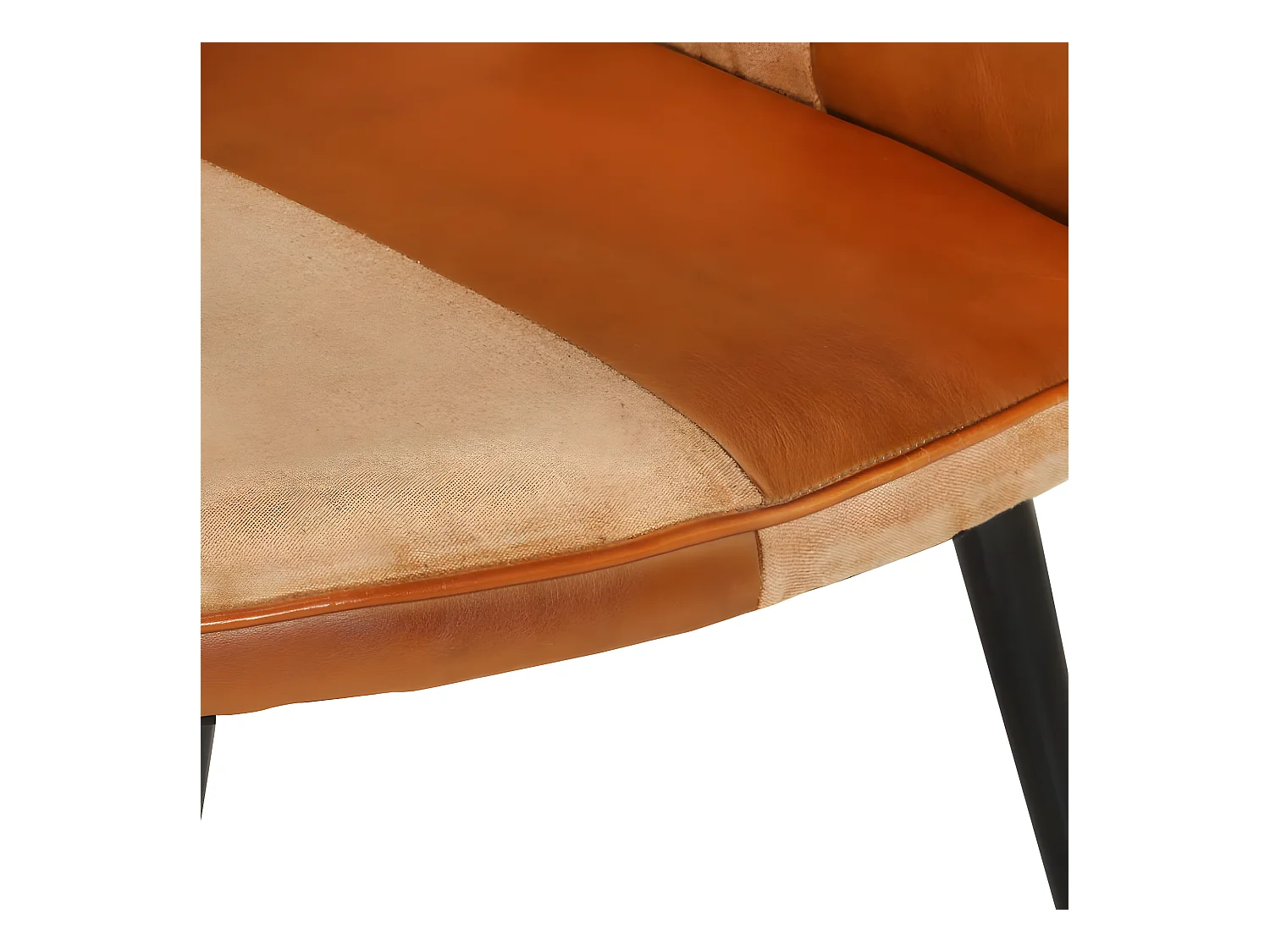 Fauteuil met voetsteun Bruin Echt leer en canvas