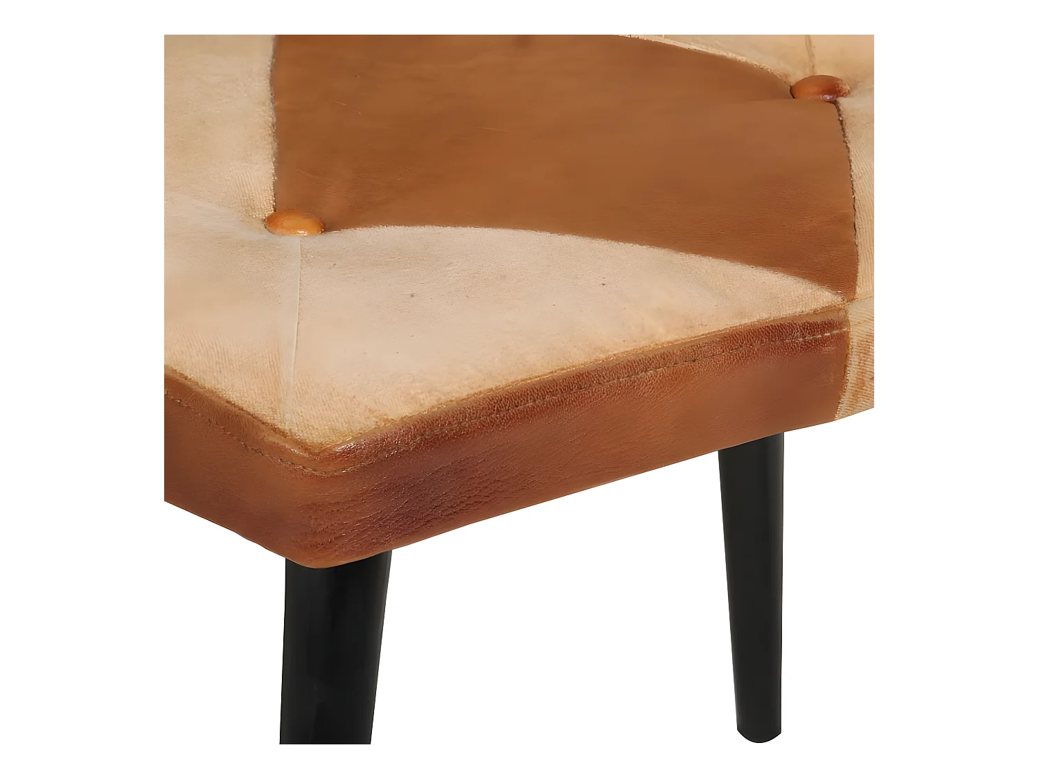 Fauteuil met voetsteun Bruin Echt leer en canvas