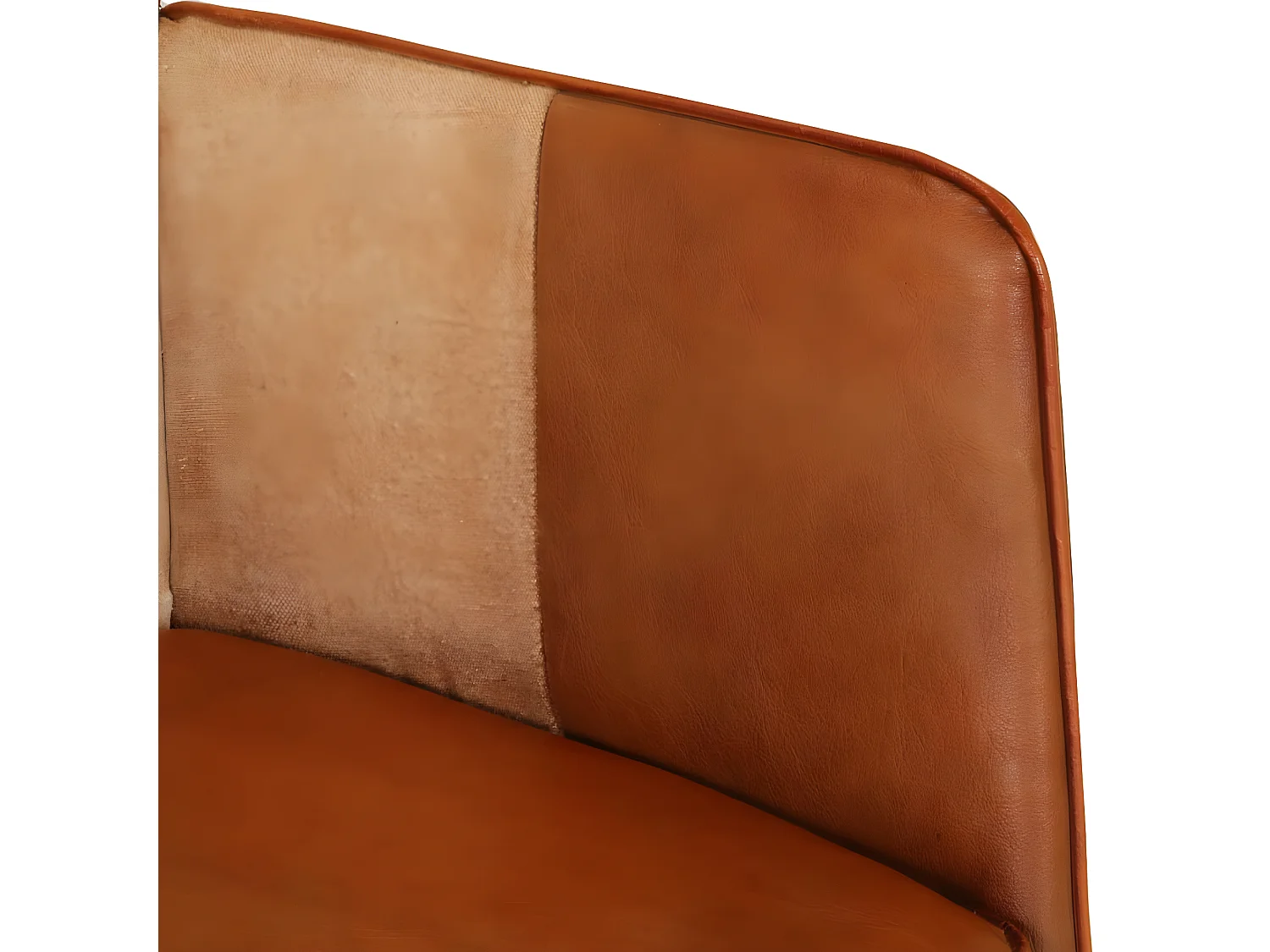 Fauteuil met voetsteun Bruin Echt leer en canvas