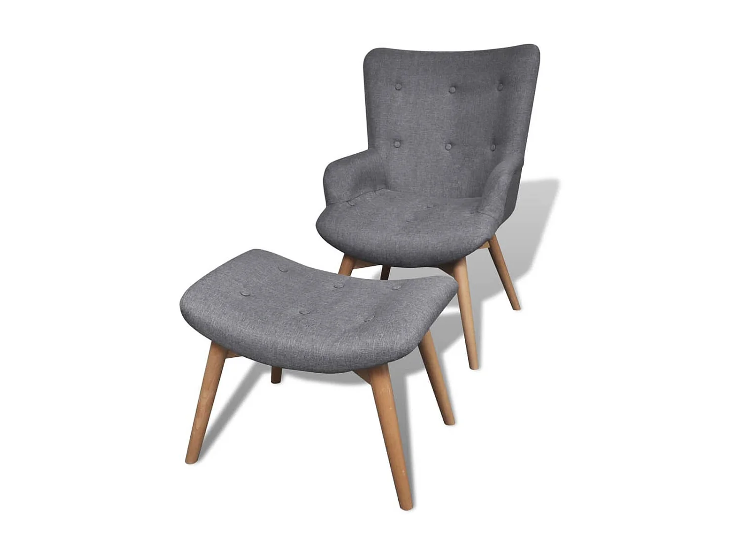 Fauteuil met voetensteun Grijze stof