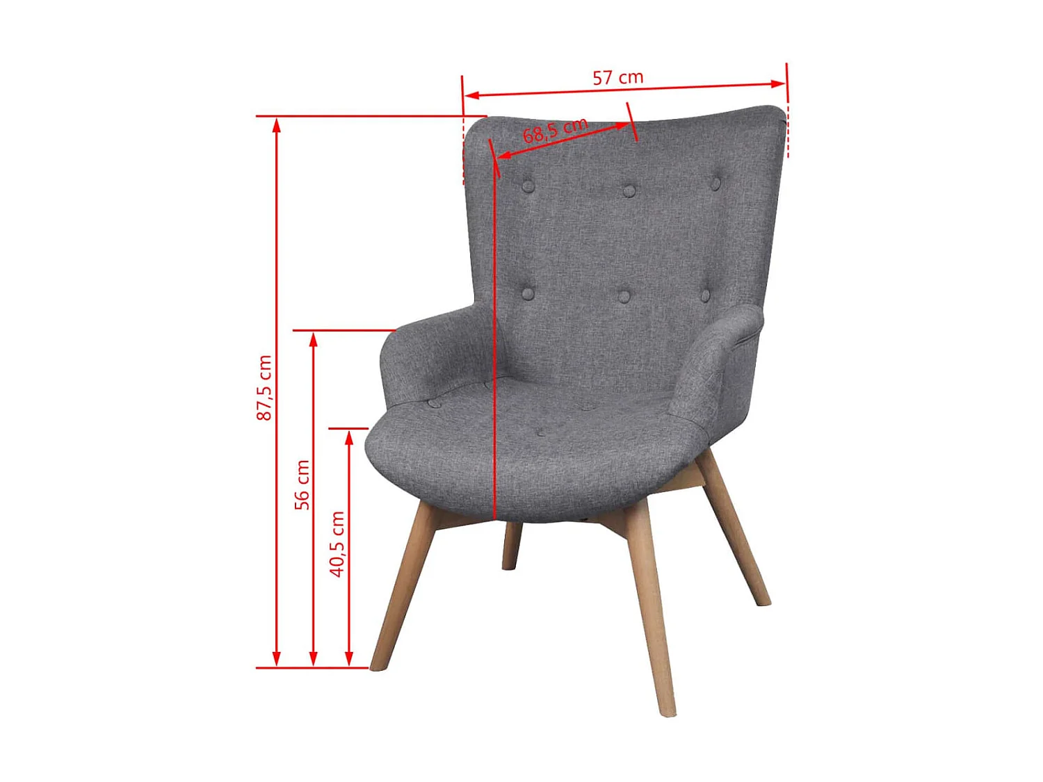 Fauteuil met voetensteun Grijze stof