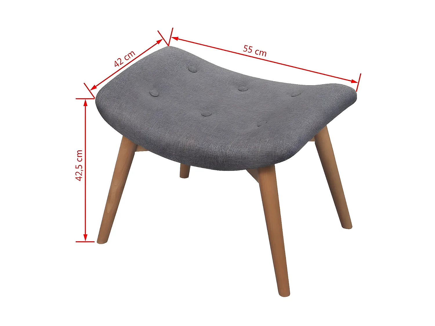 Fauteuil met voetensteun Grijze stof