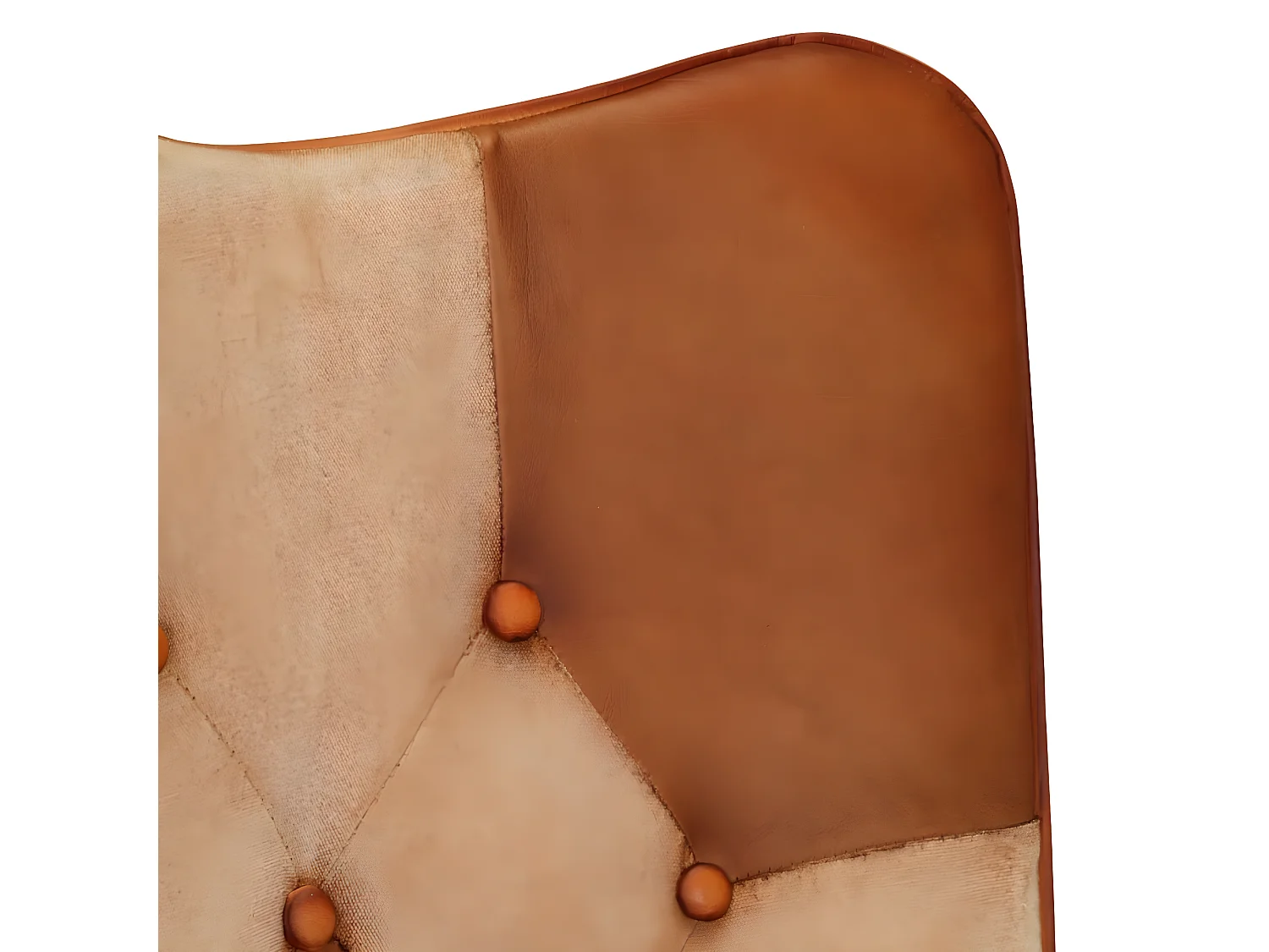 Poltroncina con schienale Marrone e crema Vera pelle