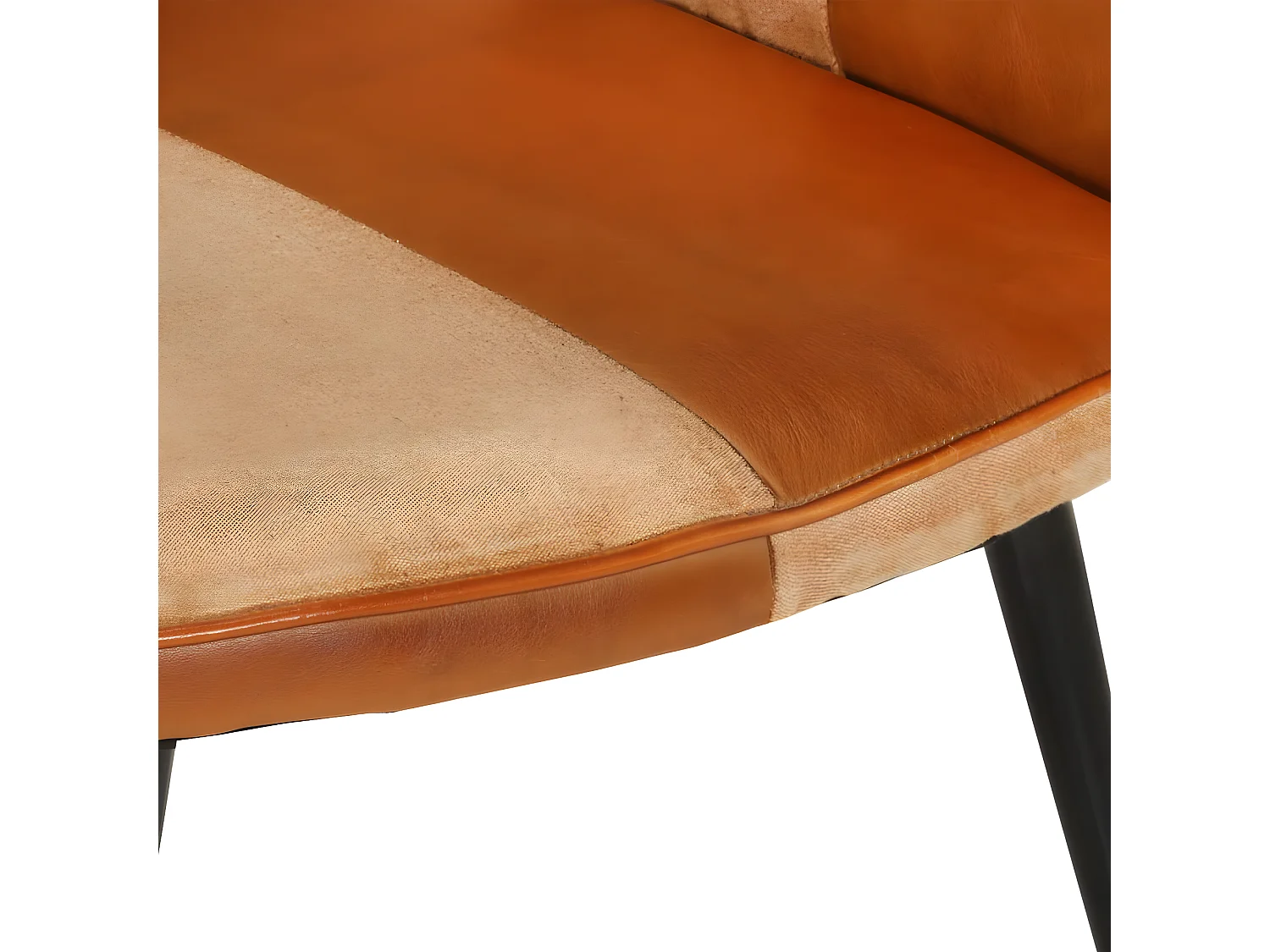 Poltroncina con schienale Marrone e crema Vera pelle