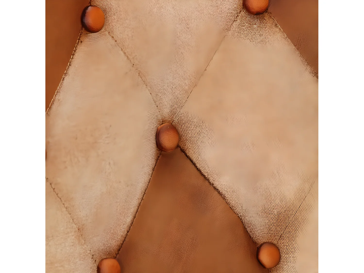 Chaise à oreilles Marron et crème Cuir véritable