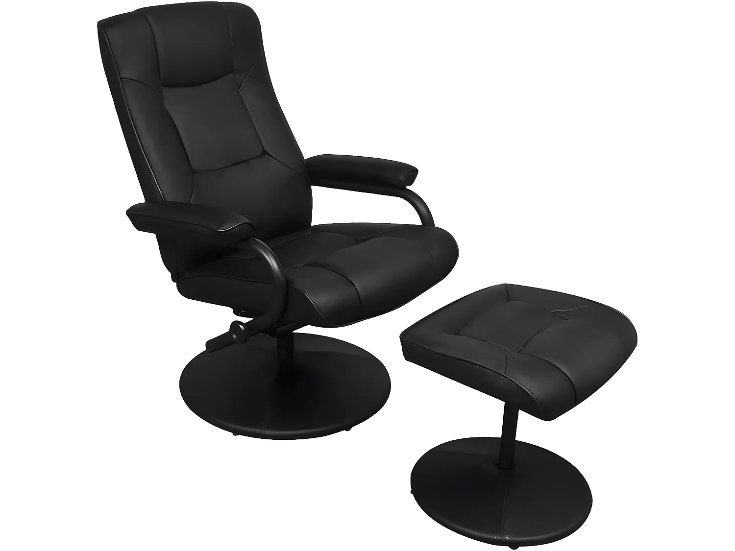 Fauteuil TV avec repose-pied Noir Similicuir