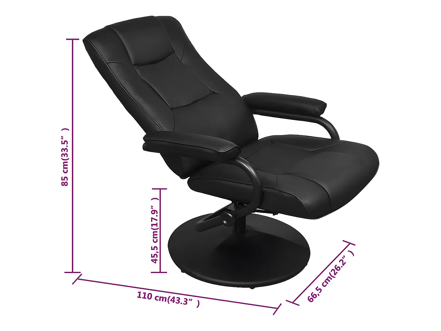 Fauteuil TV avec repose-pied Noir Similicuir