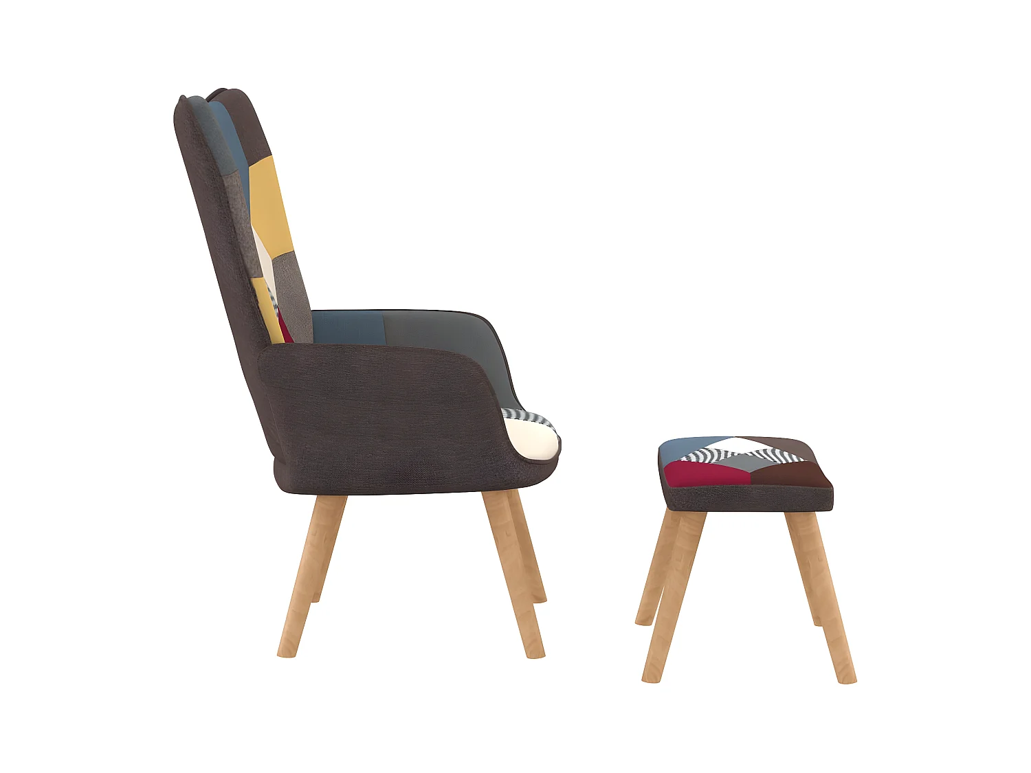 Relaxsessel mit Fußstütze Patchworkstoff