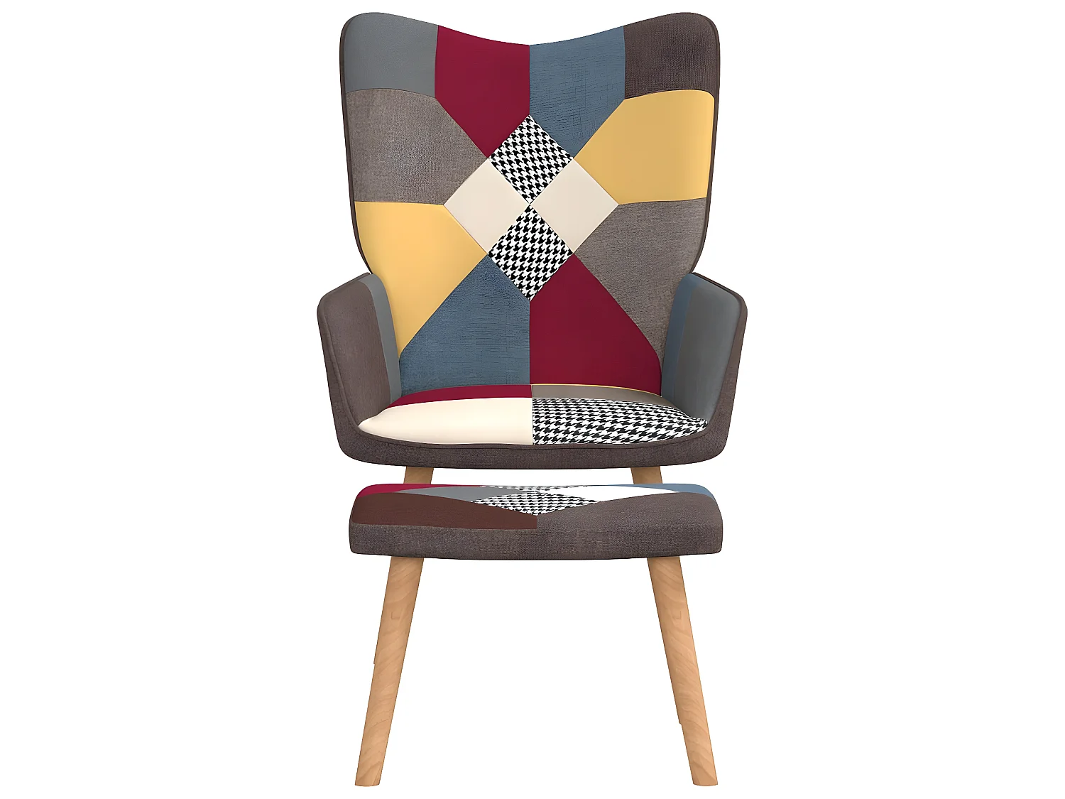 Ontspanningsstoel met voetensteun Patchwork Stof
