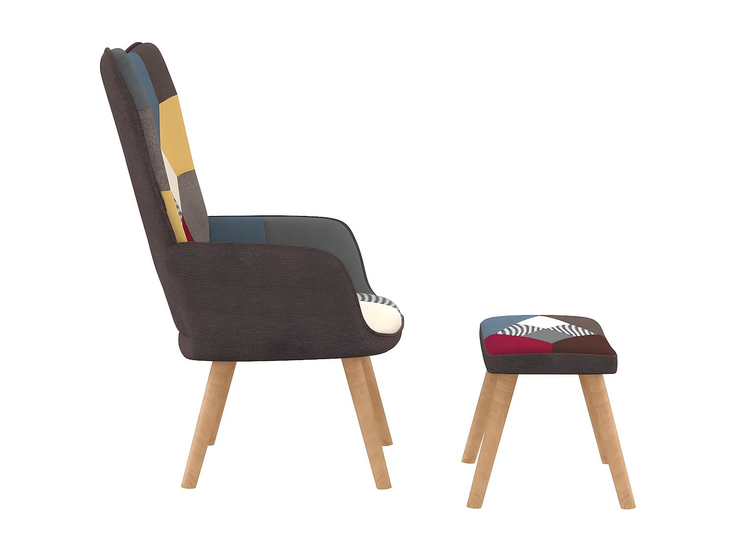 Ontspanningsstoel met voetensteun Patchwork Stof