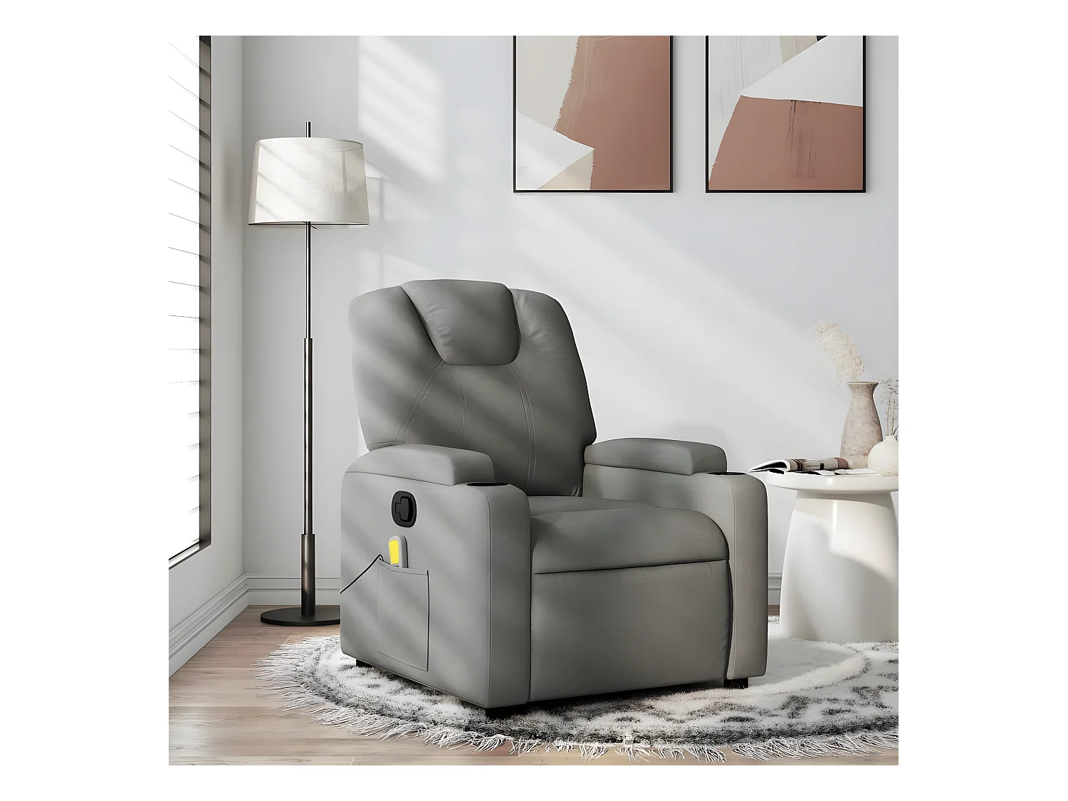 Fauteuil de massage inclinable Gris foncé Tissu