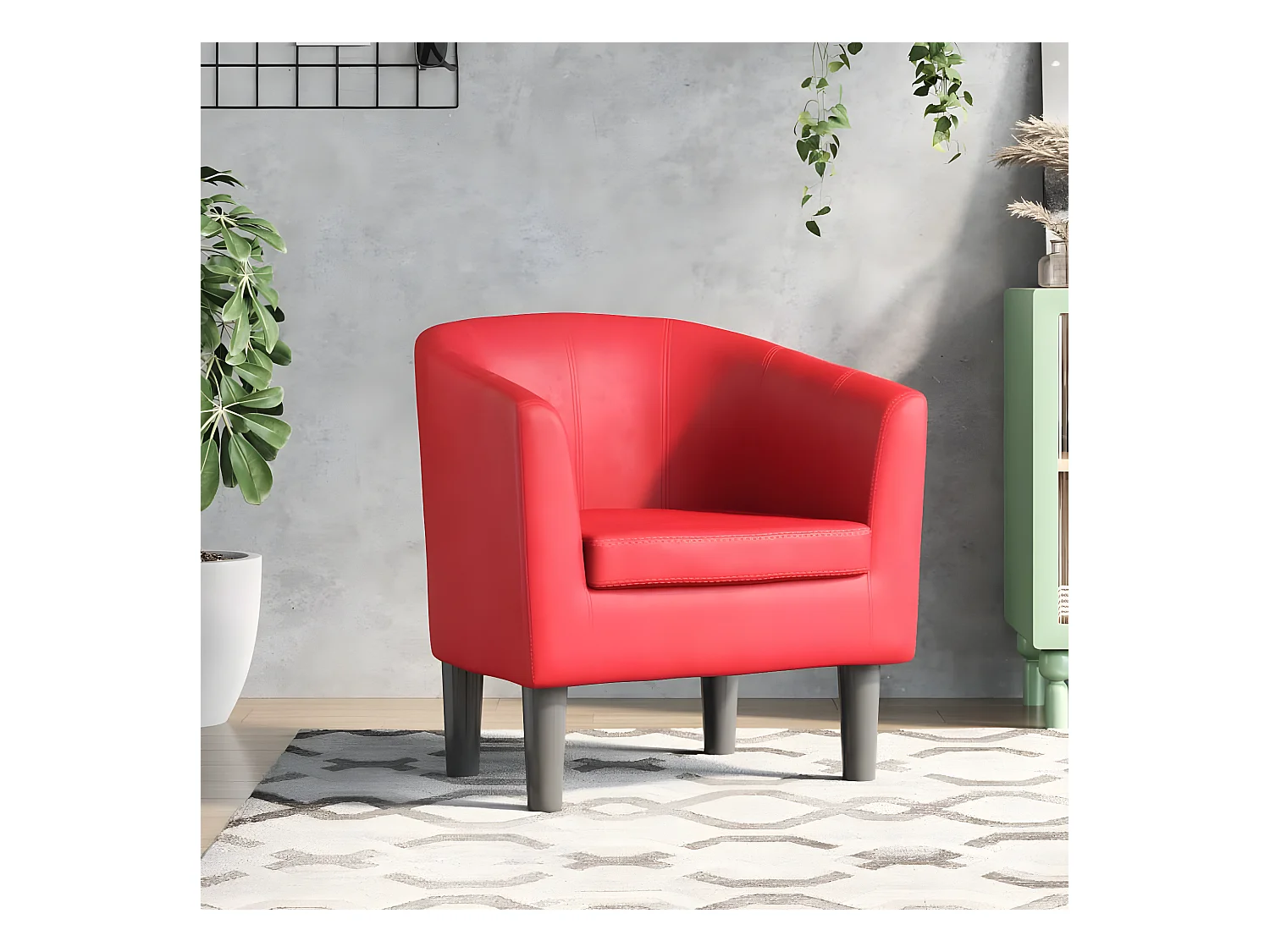 Fauteuil cabriolet rouge similicuir