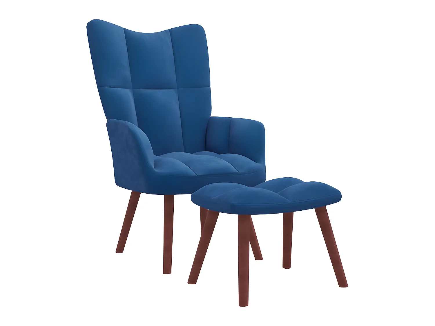 Chaise de relaxation avec repose-pied Bleu Velours