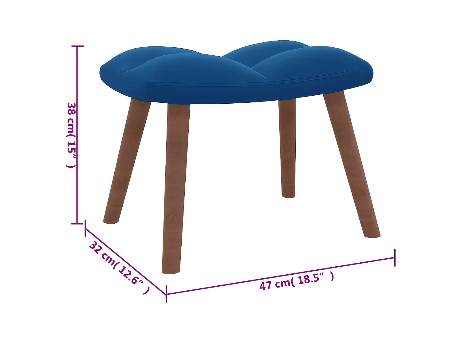 Chaise de relaxation avec repose-pied Bleu Velours