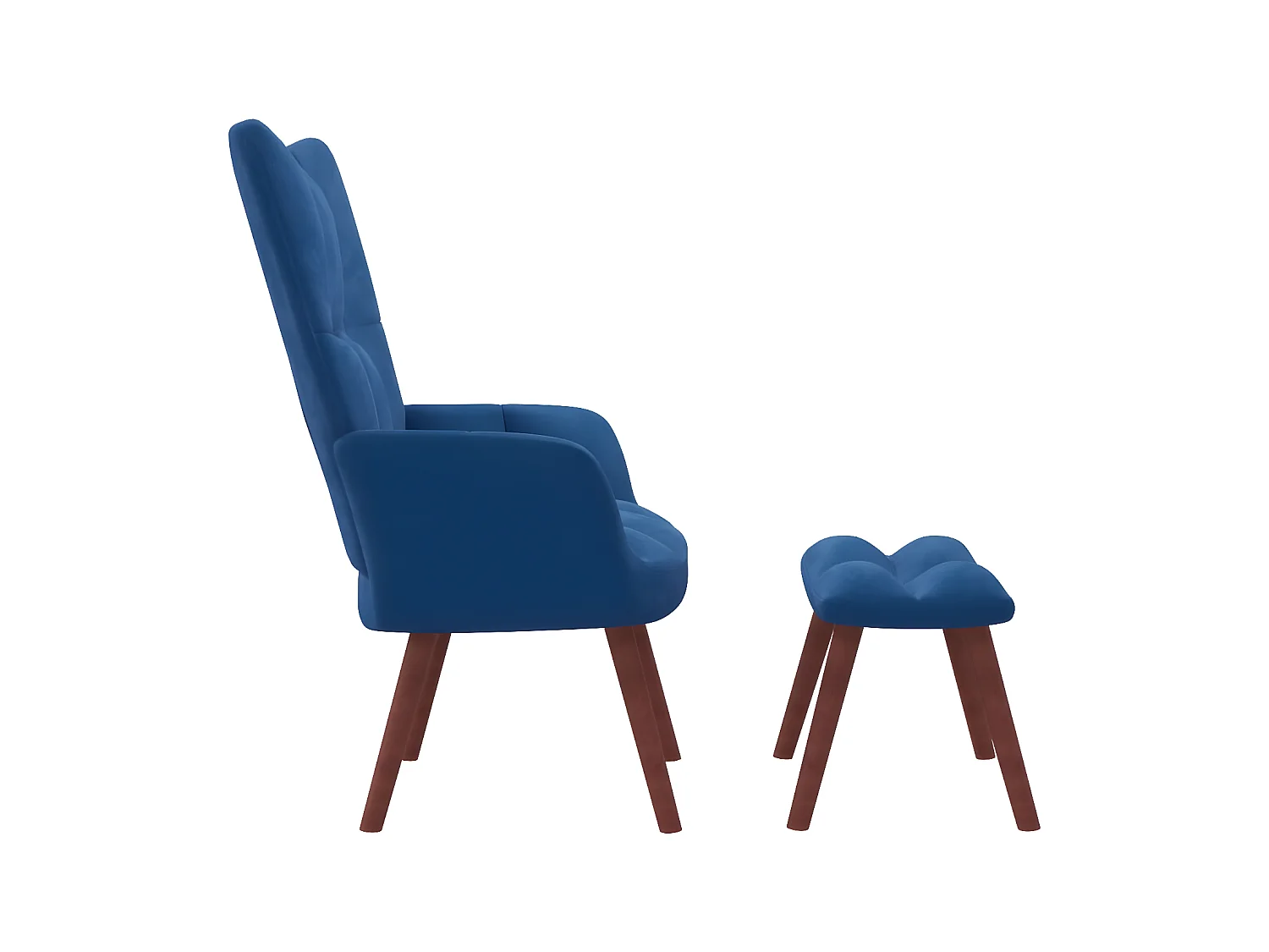 Chaise de relaxation avec repose-pied Bleu Velours