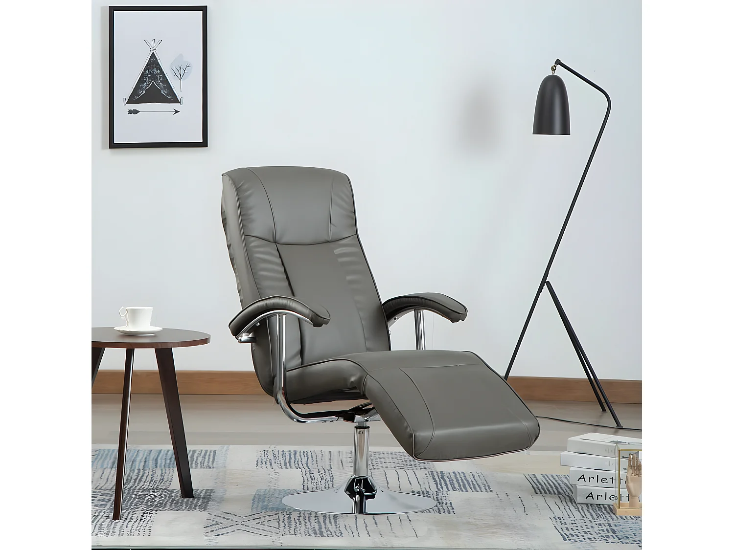 Grauer TV-Sessel aus Kunstleder