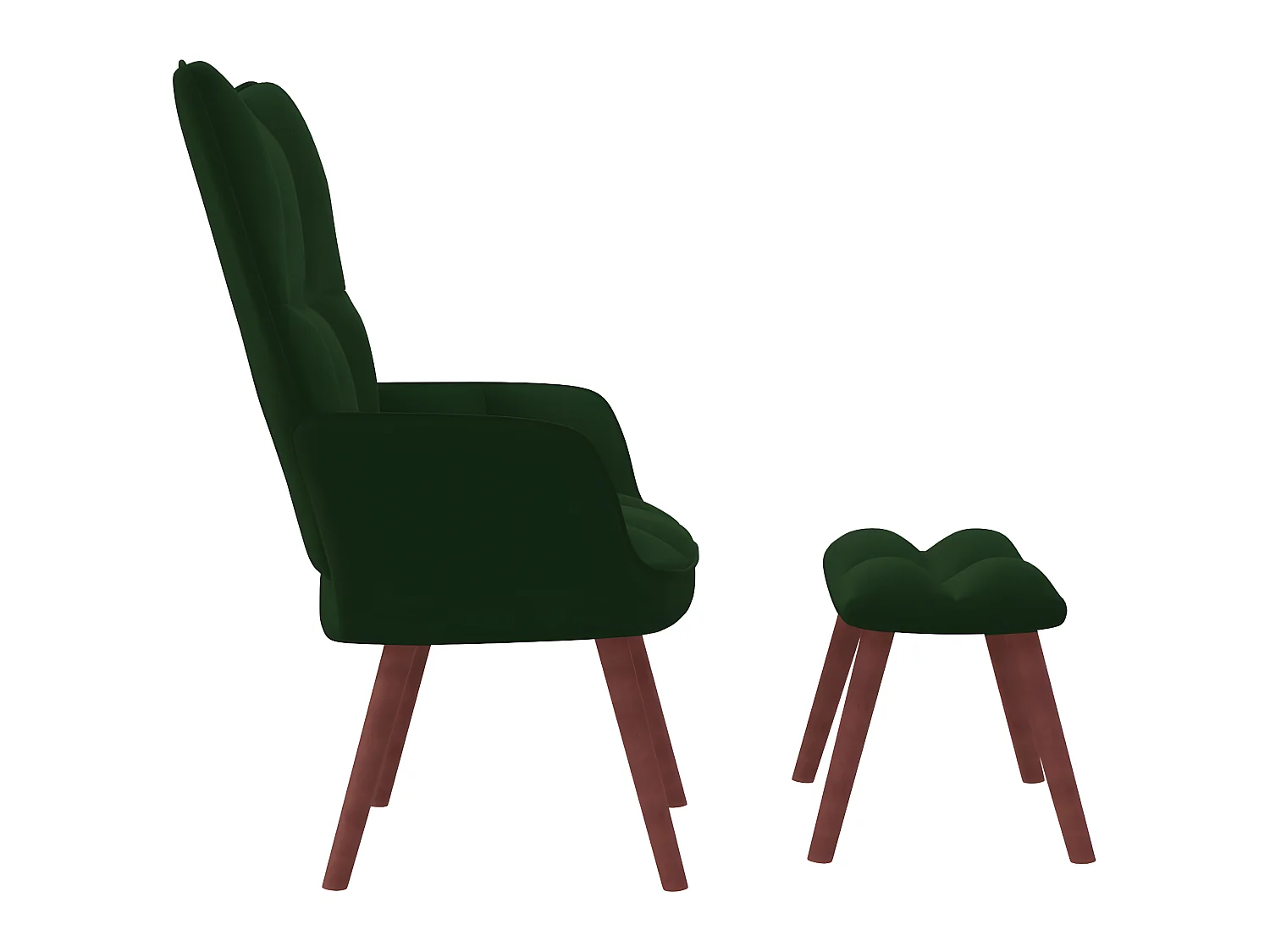 Chaise de relaxation avec repose-pied Vert foncé Velours