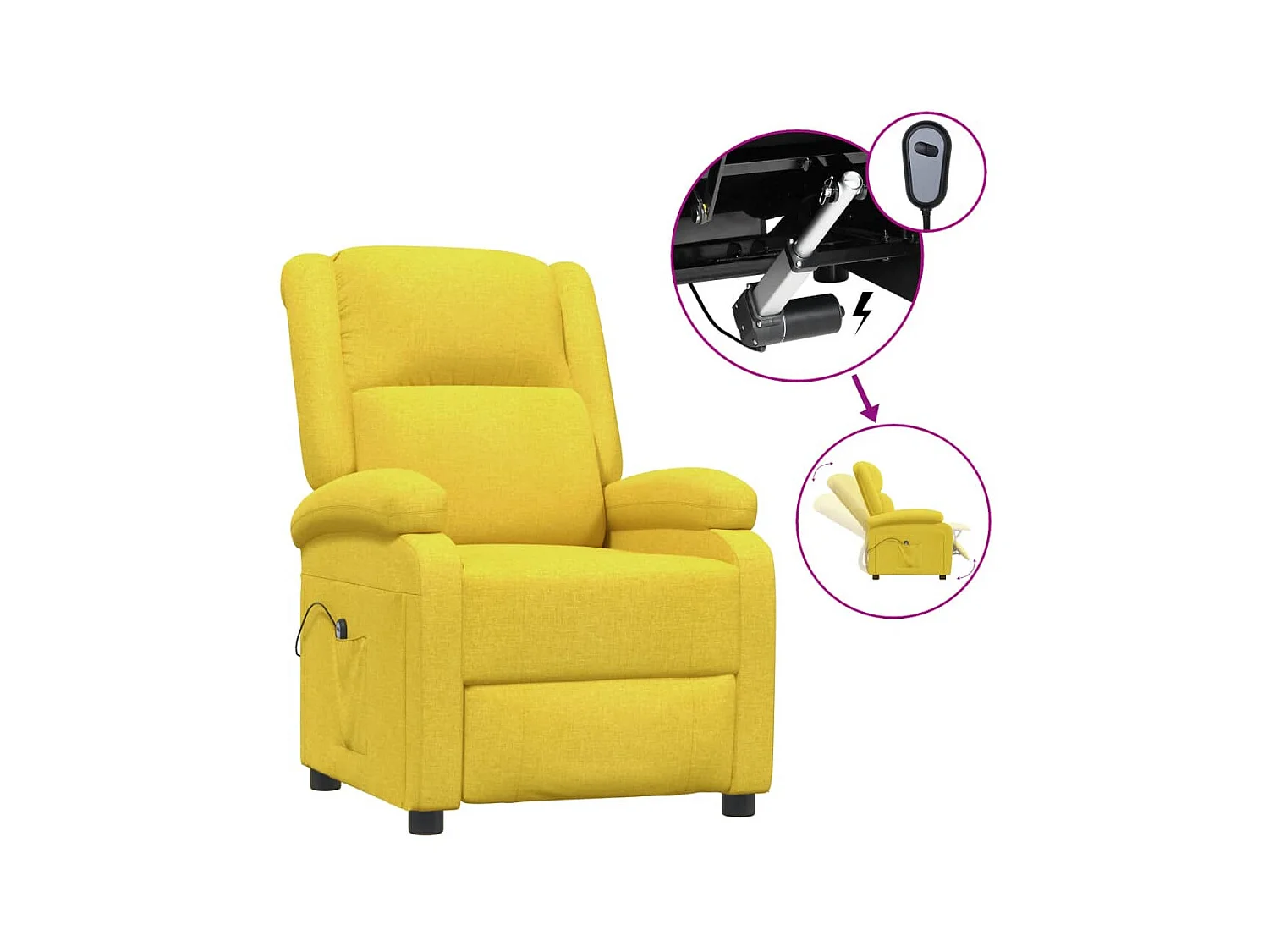 Fauteuil inclinable électrique Jaune Tissu