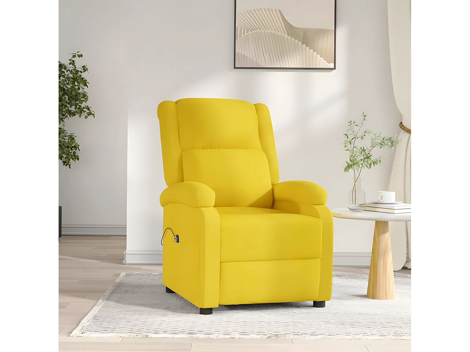 Poltrona reclinabile elettrica in tessuto giallo