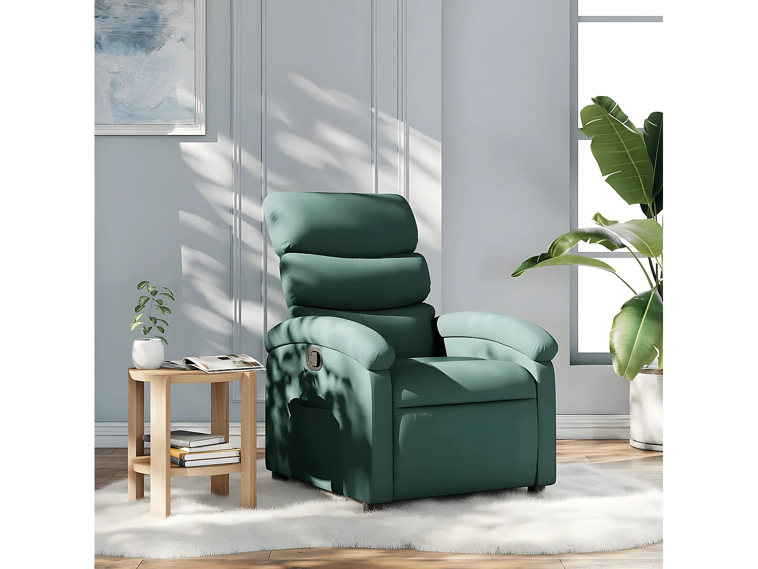 Sillón reclinable de tela verde oscuro