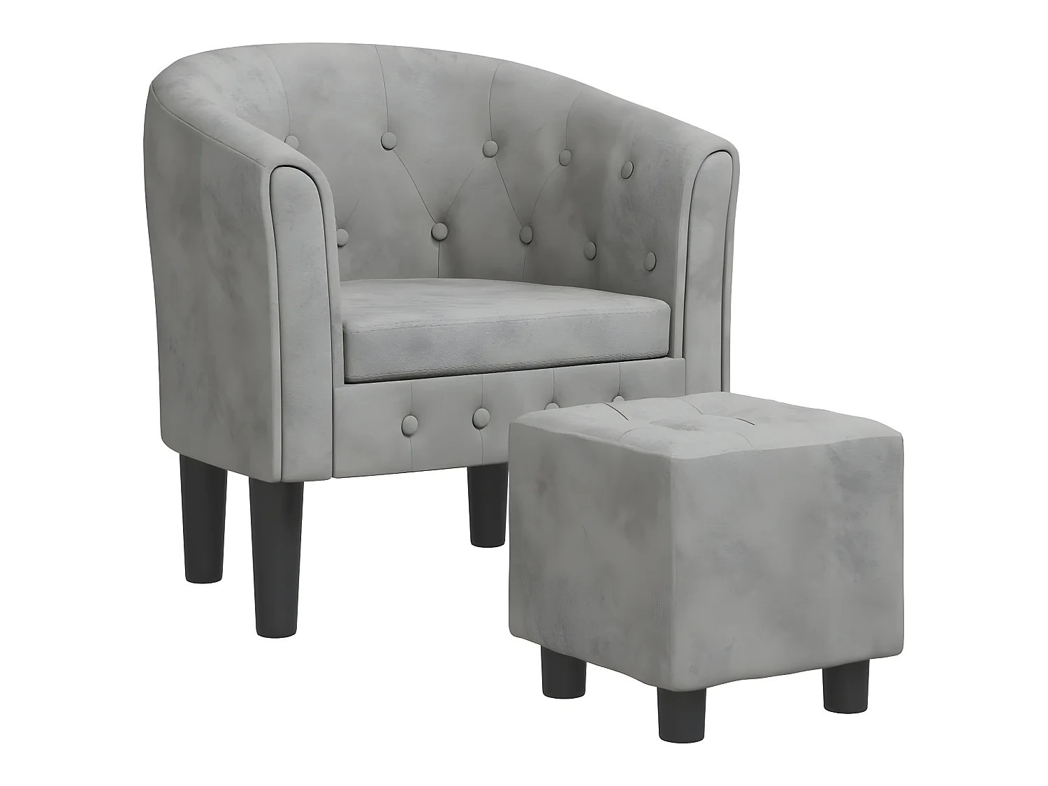Fauteuil cabriolet avec repose-pied gris clair velours
