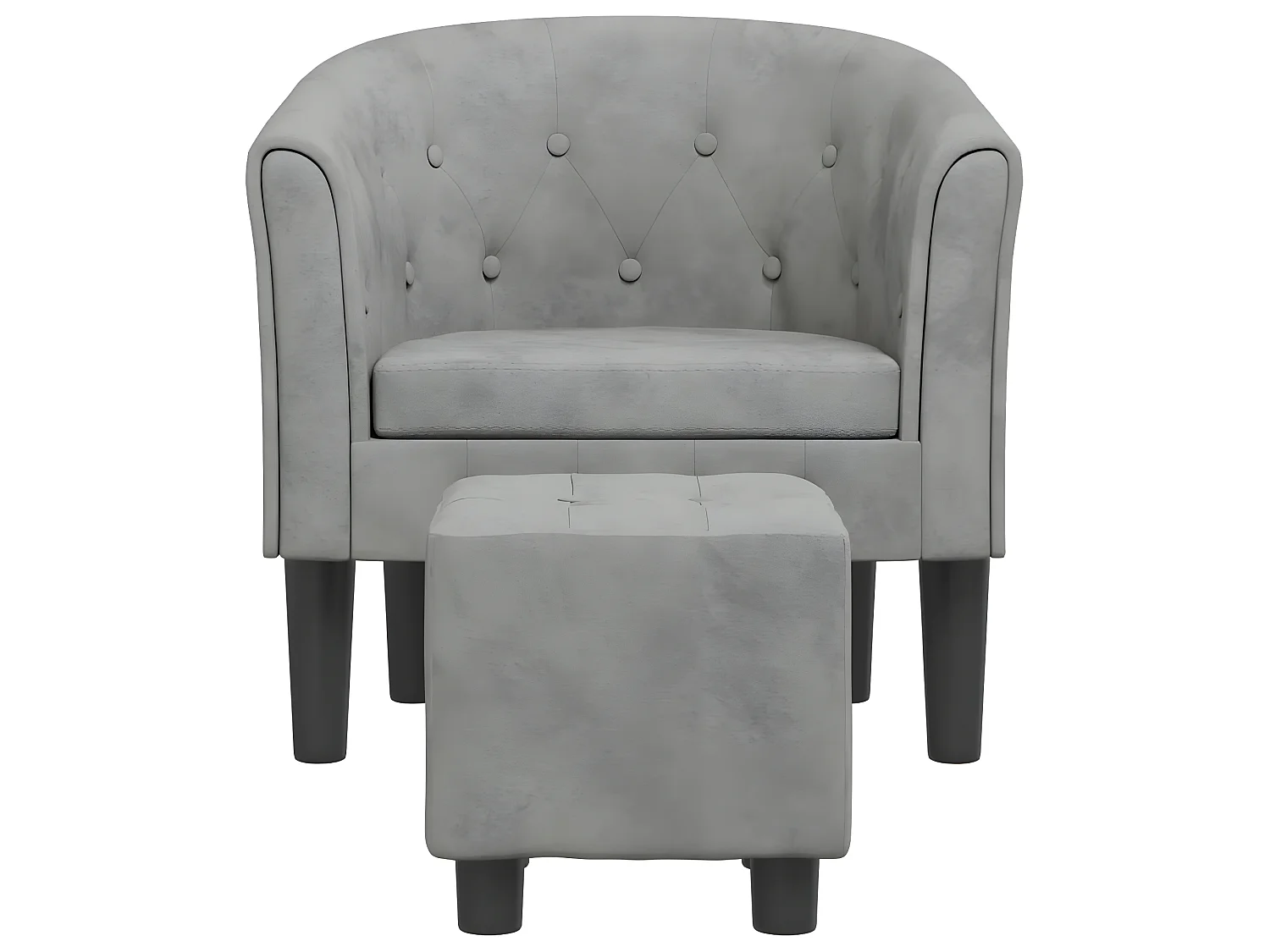 Fauteuil cabriolet avec repose-pied gris clair velours