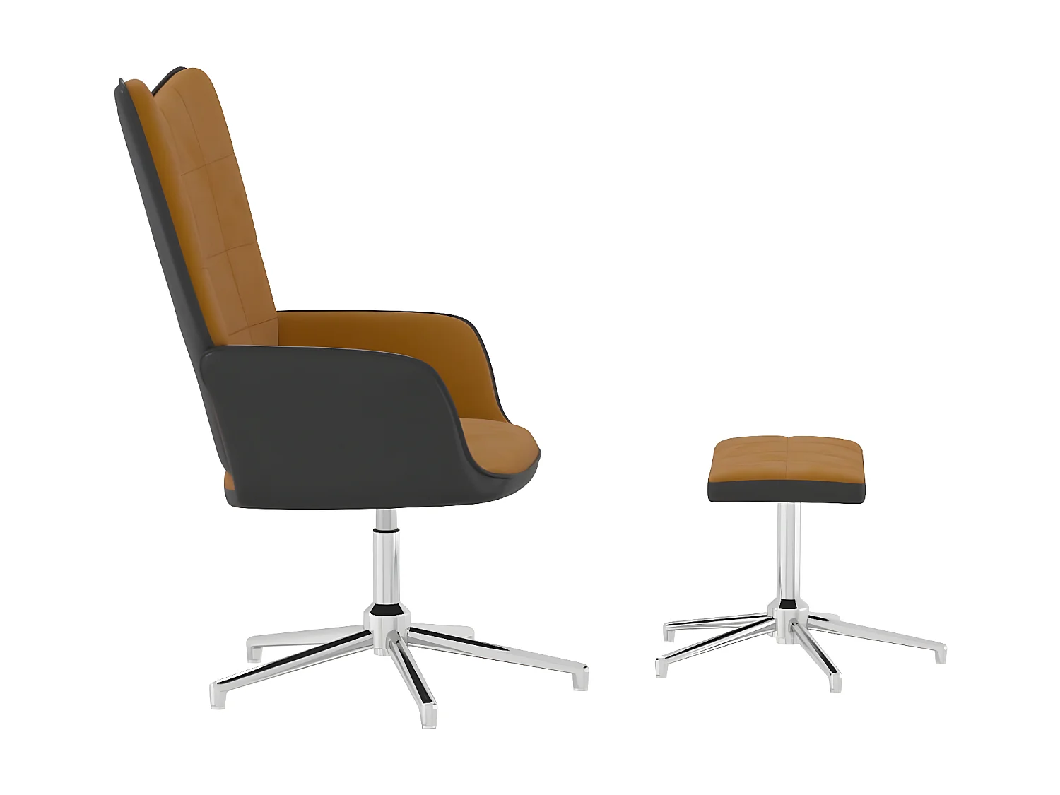 Ontspanningsstoel met voetensteun Bruin Fluweel en PVC