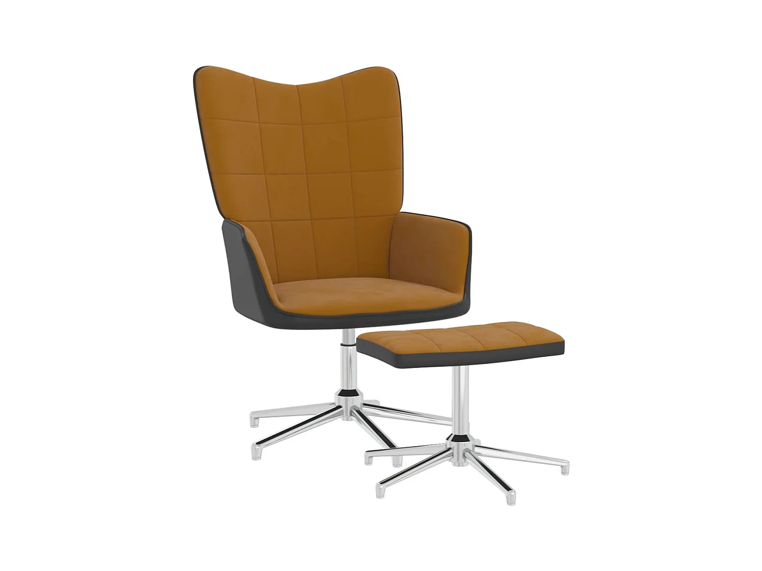 Ontspanningsstoel met voetensteun Bruin Fluweel en PVC