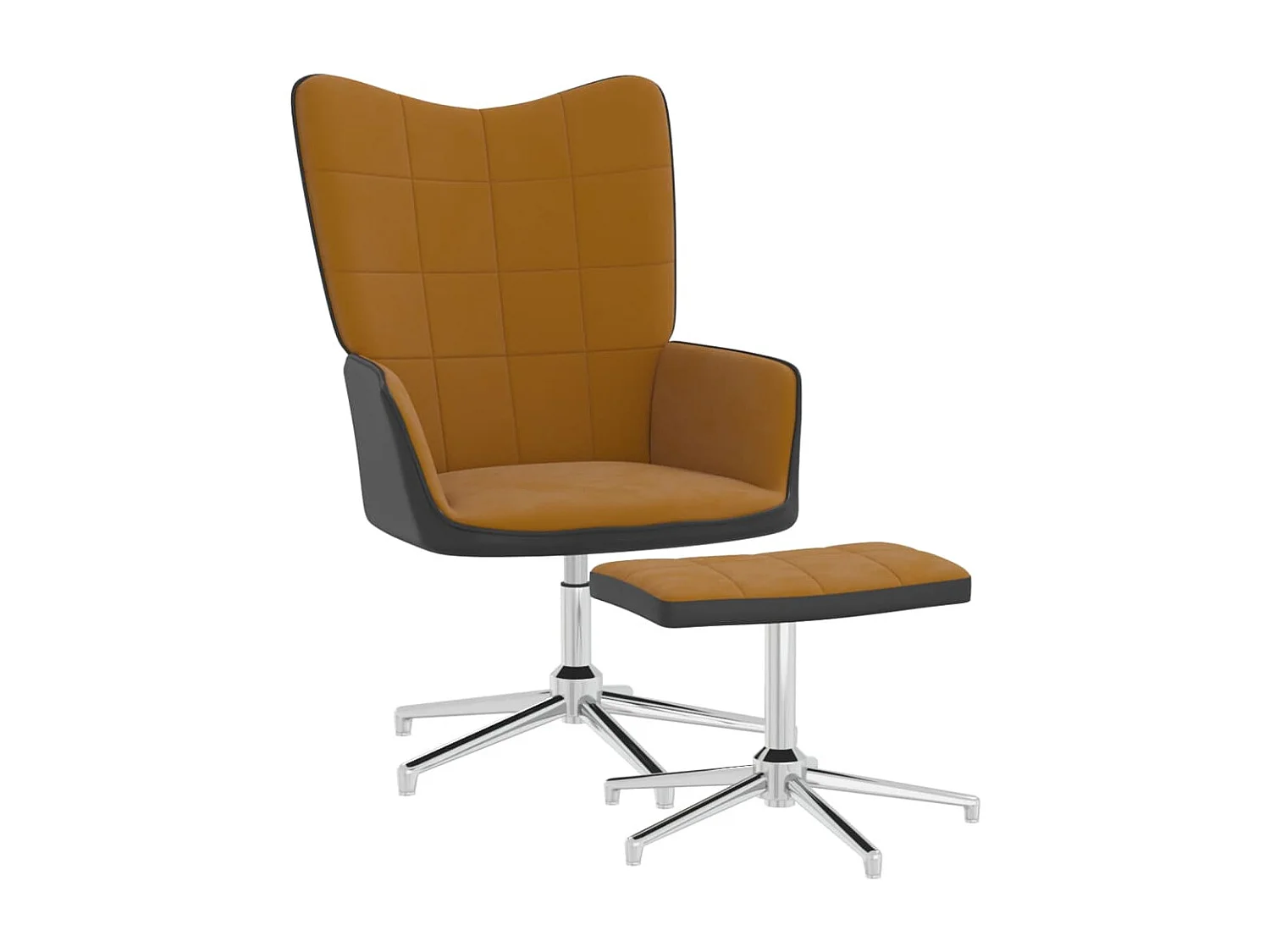 Ontspanningsstoel met voetensteun Bruin Fluweel en PVC