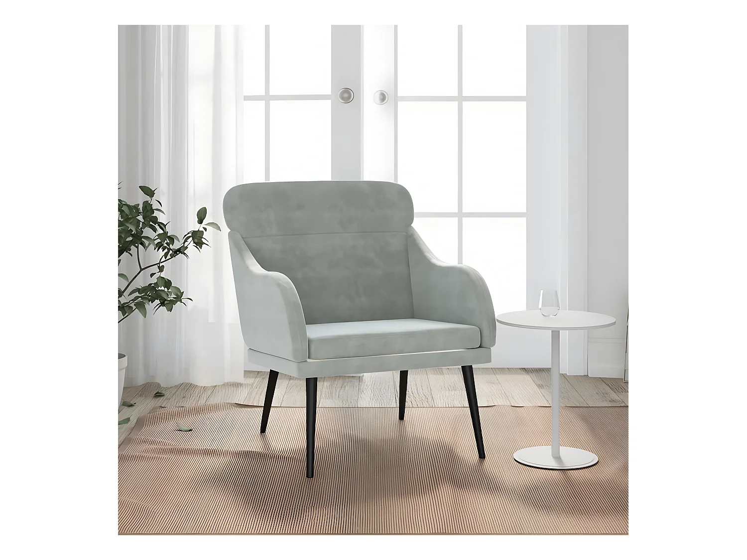 Fauteuil Lichtgrijs 63x76x80 cm Fluweel