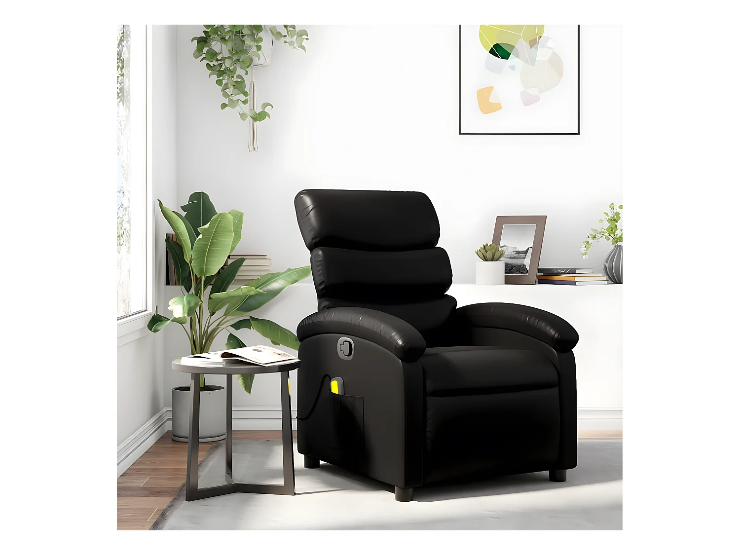 Fauteuil de massage inclinable Noir Similicuir
