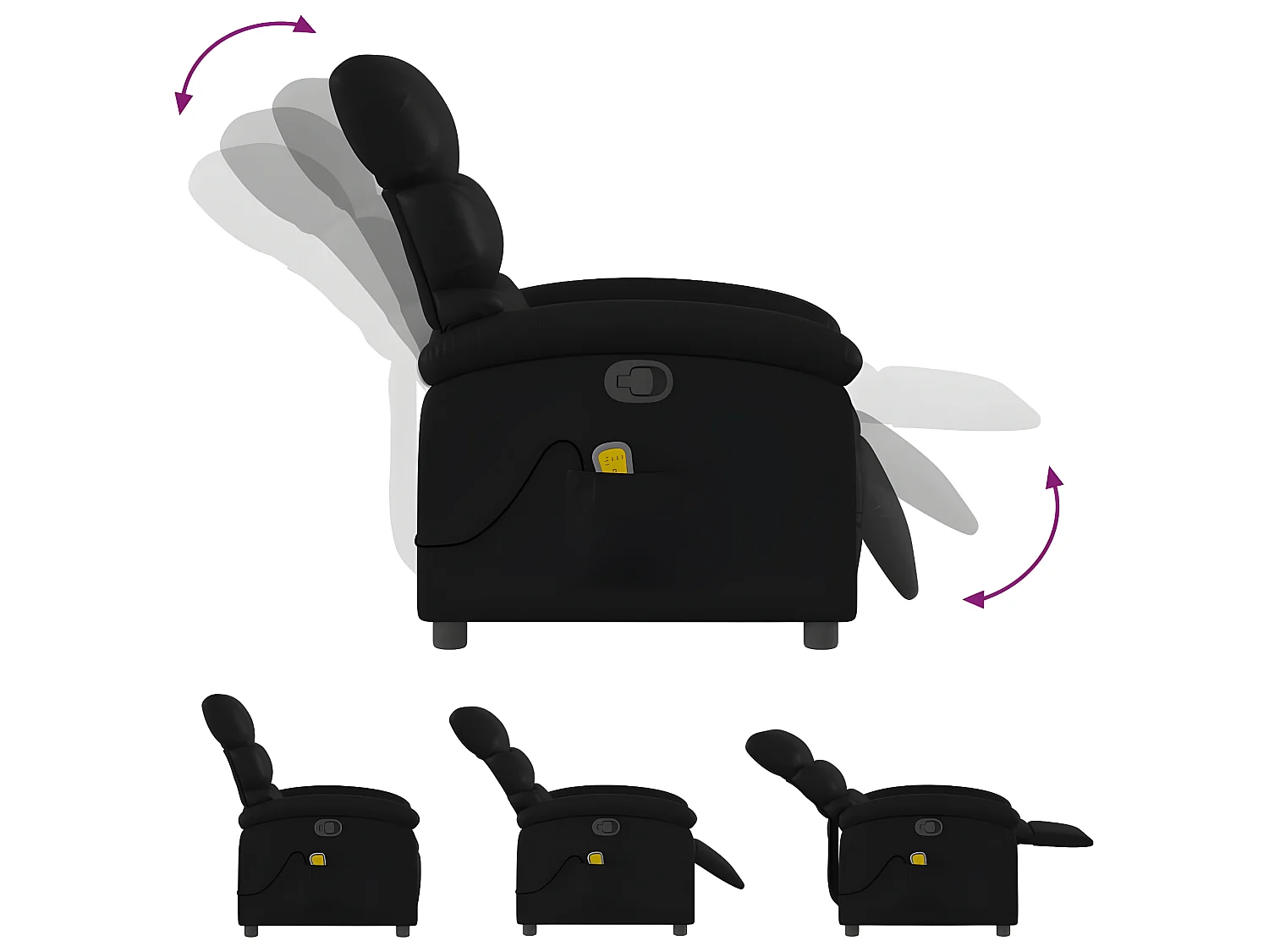 Liggende massagestoel Zwart Kunstleer