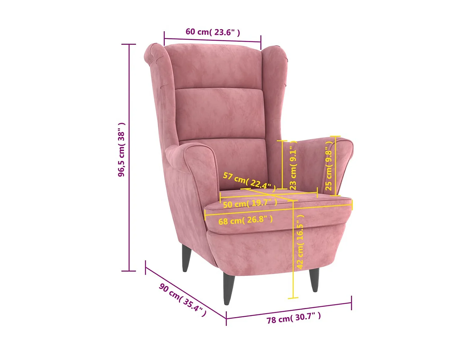 Fauteuil rose velours