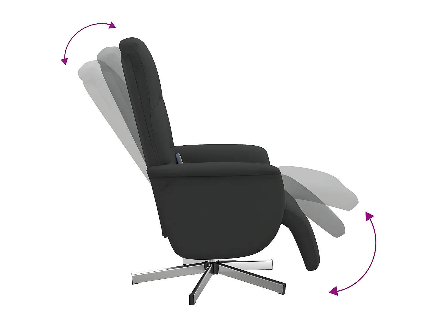 Fauteuil inclinable de massage avec repose-pieds noir tissu