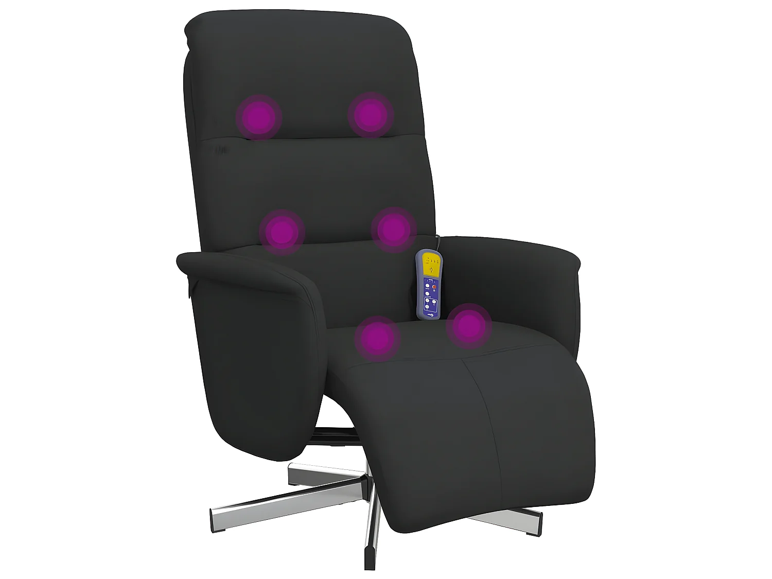 Fauteuil inclinable de massage avec repose-pieds noir tissu