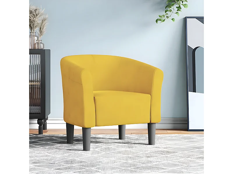 Fauteuil cabriolet jaune velours