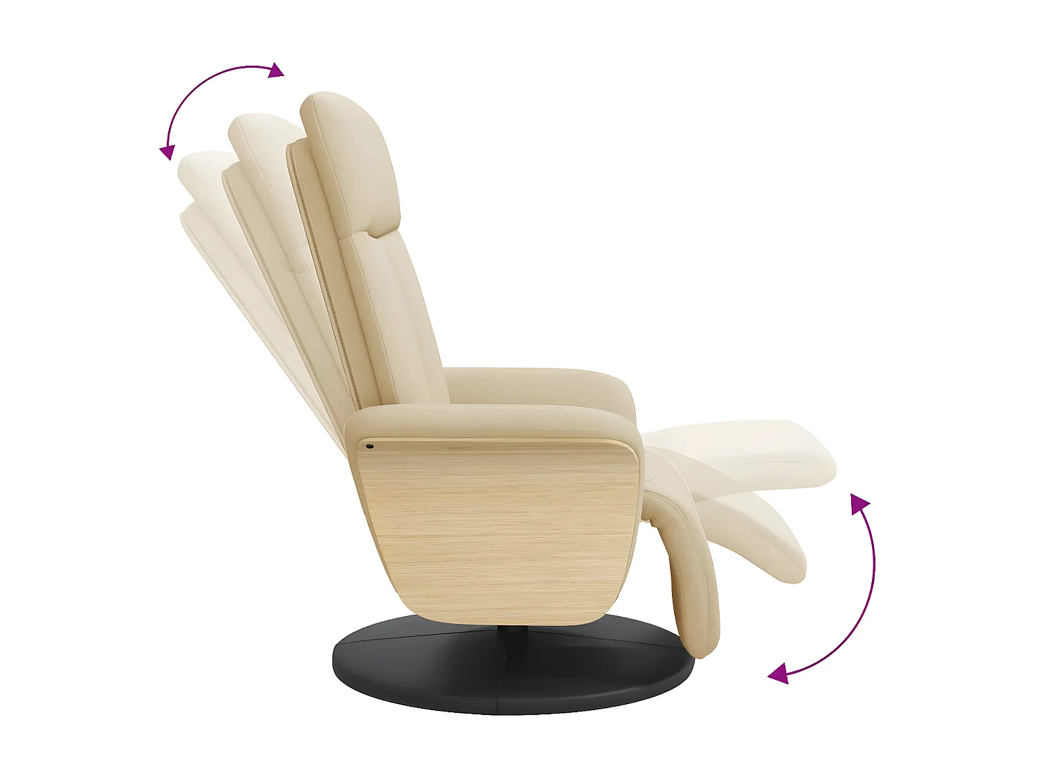 Fauteuil inclinable avec repose-pied crème tissu