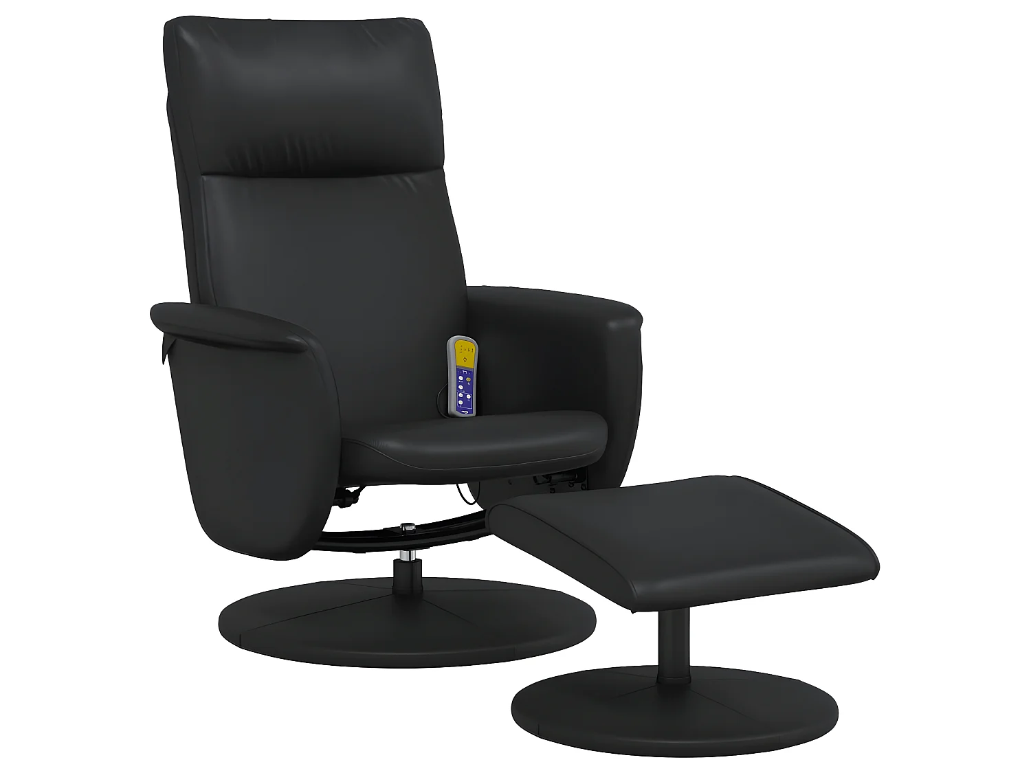 Poltrona massaggiante reclinabile con poggiapiedi in similpelle nera