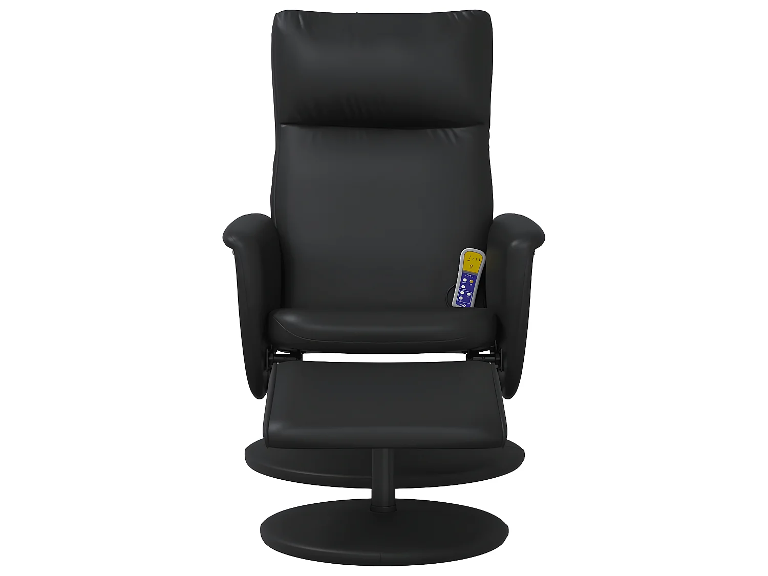 Poltrona massaggiante reclinabile con poggiapiedi in similpelle nera