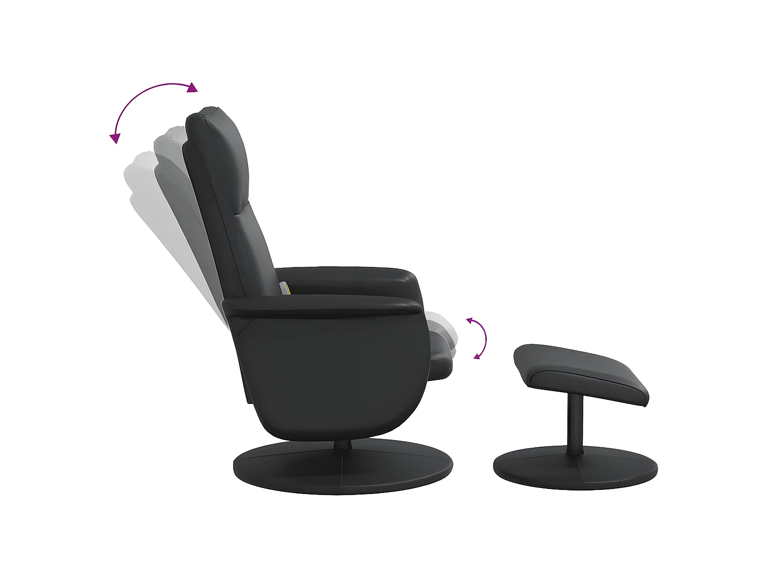 Poltrona massaggiante reclinabile con poggiapiedi in similpelle nera