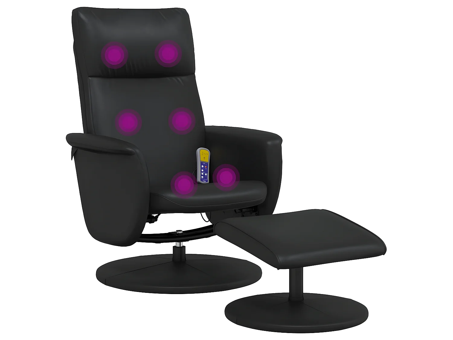 Poltrona massaggiante reclinabile con poggiapiedi in similpelle nera