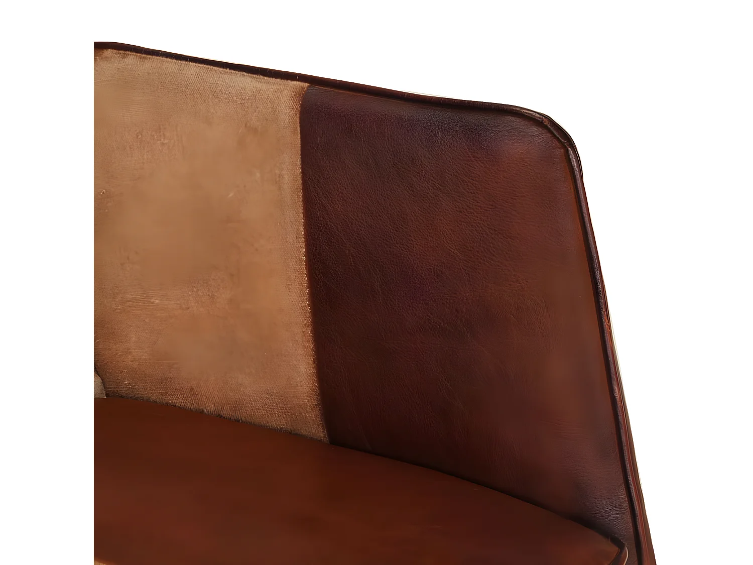 Fauteuil avec repose-pieds Marron Cuir véritable et toile