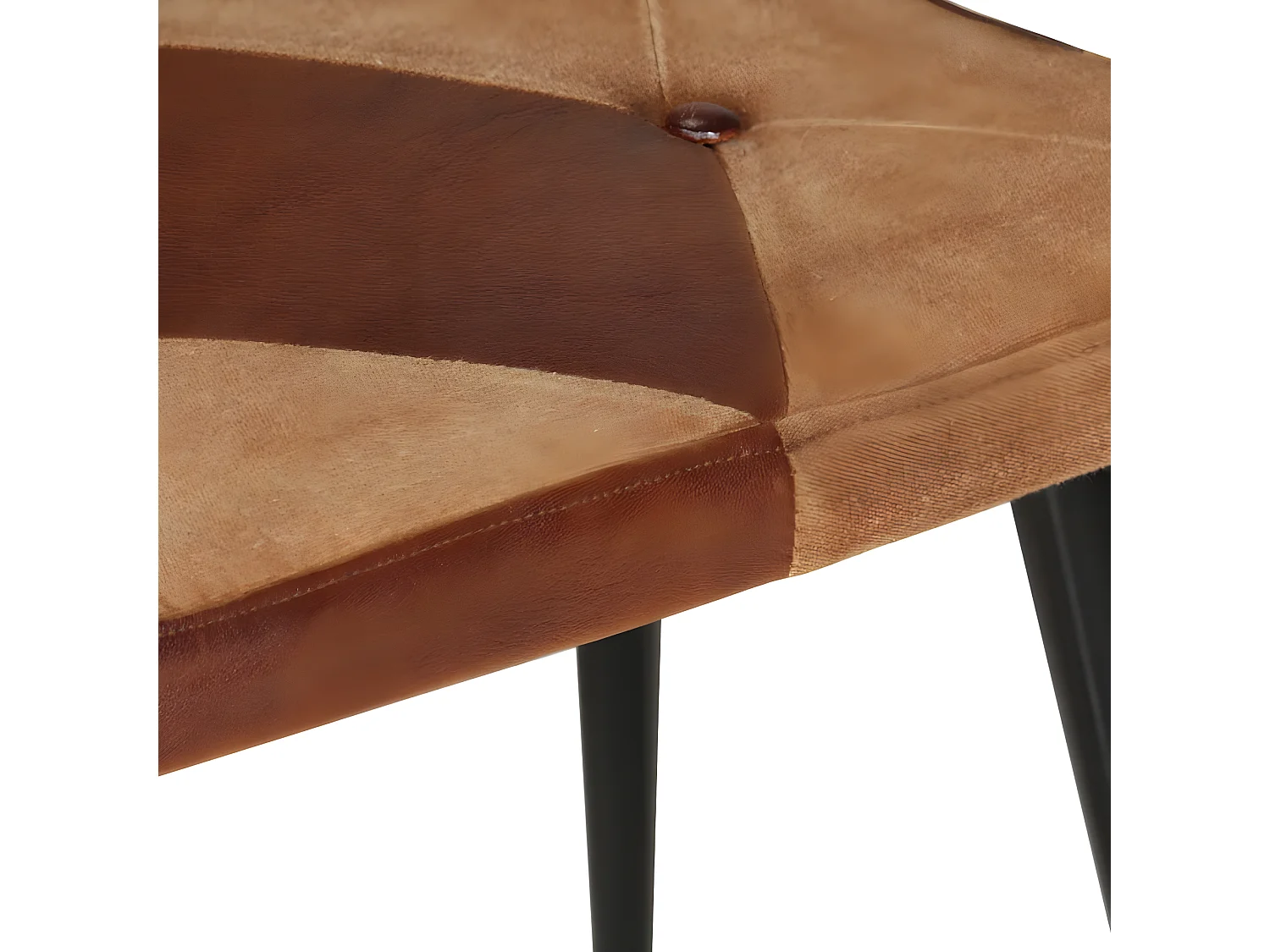 Fauteuil avec repose-pieds Marron Cuir véritable et toile