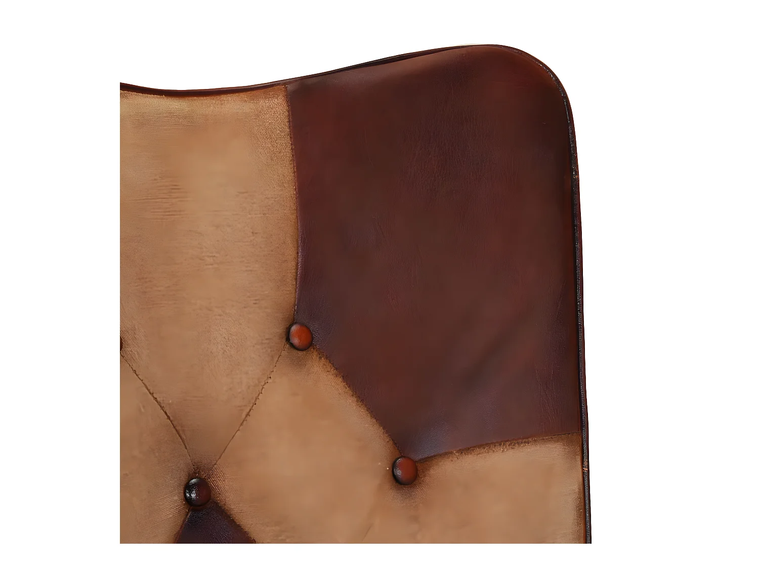 Fauteuil met voetsteun Bruin Echt leer en canvas