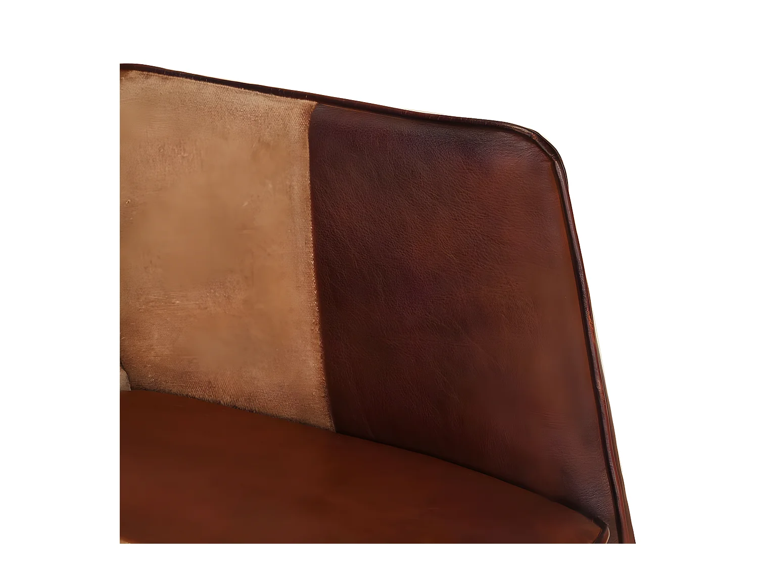 Fauteuil met voetsteun Bruin Echt leer en canvas